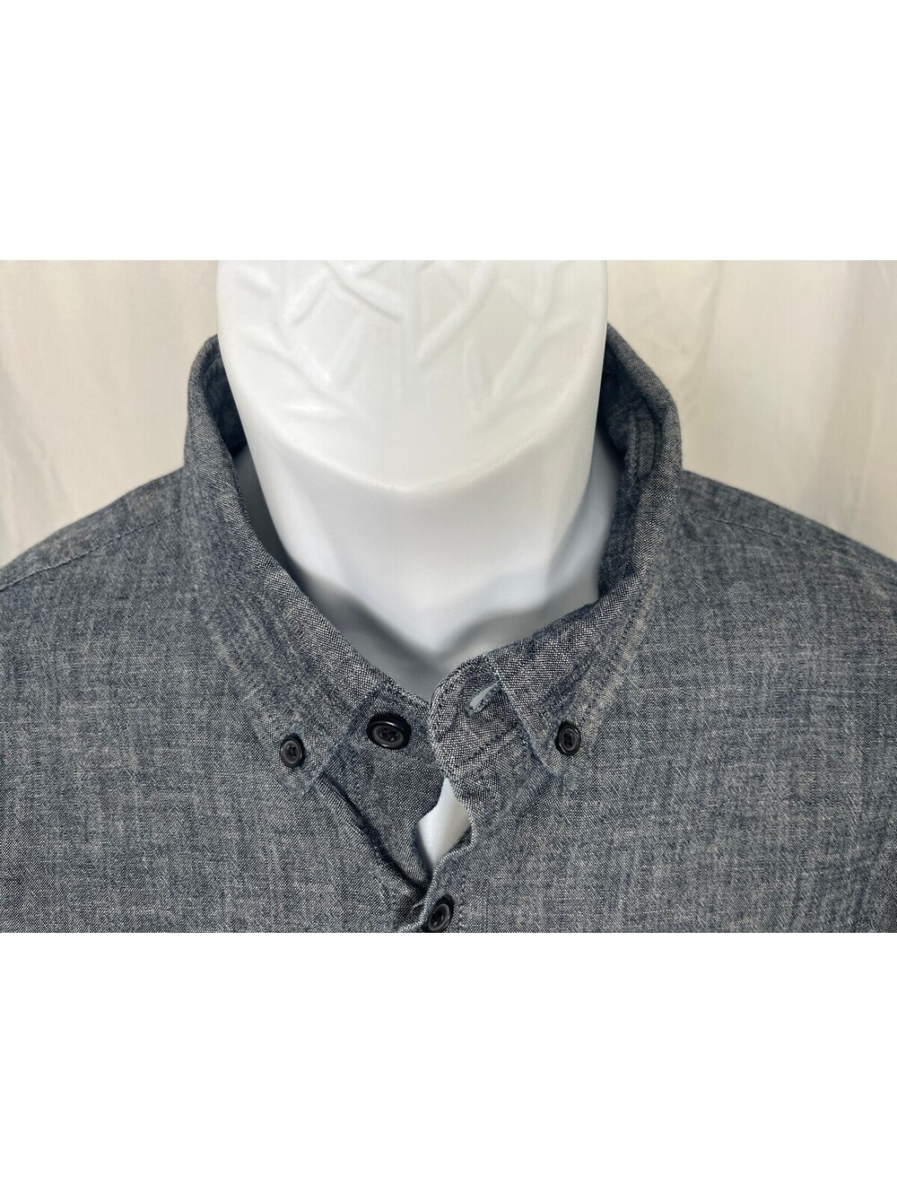 Banana Republic Men's Dark Blue Denim Style Slim Fit Chambray Shirt Large L